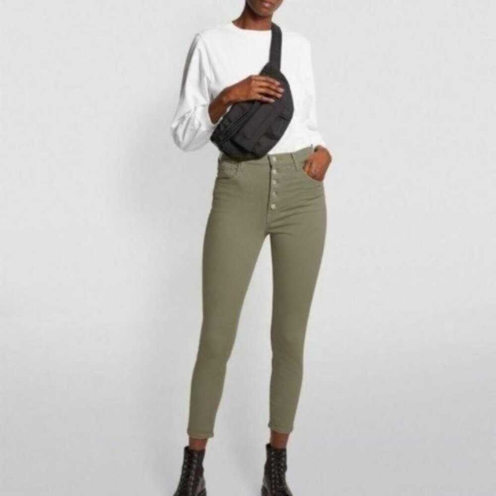 J BRAND Lillie Button Fly Cropped Skinny High Waist Jeans in Mauz Green - NWT - Picture 5 of 6